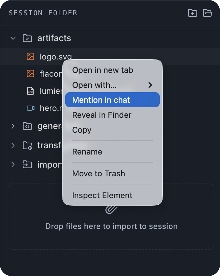 Mentioning a file from the session folder