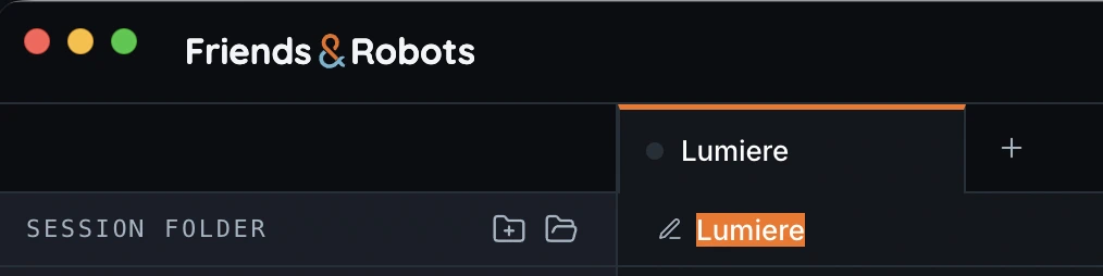 Renaming a session inline in the chat header