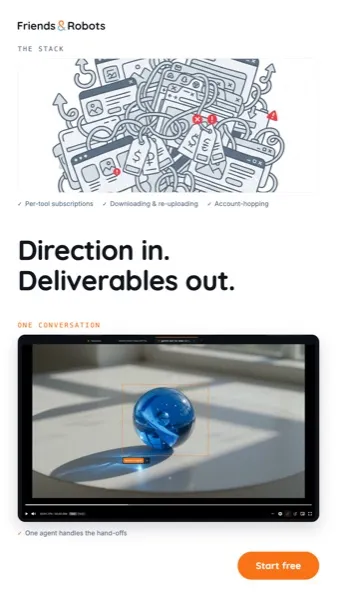 Friends & Robots ad — Direction in. Deliverables out.