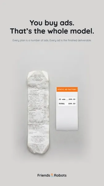 Friends & Robots ad — One line item. 25 ads.