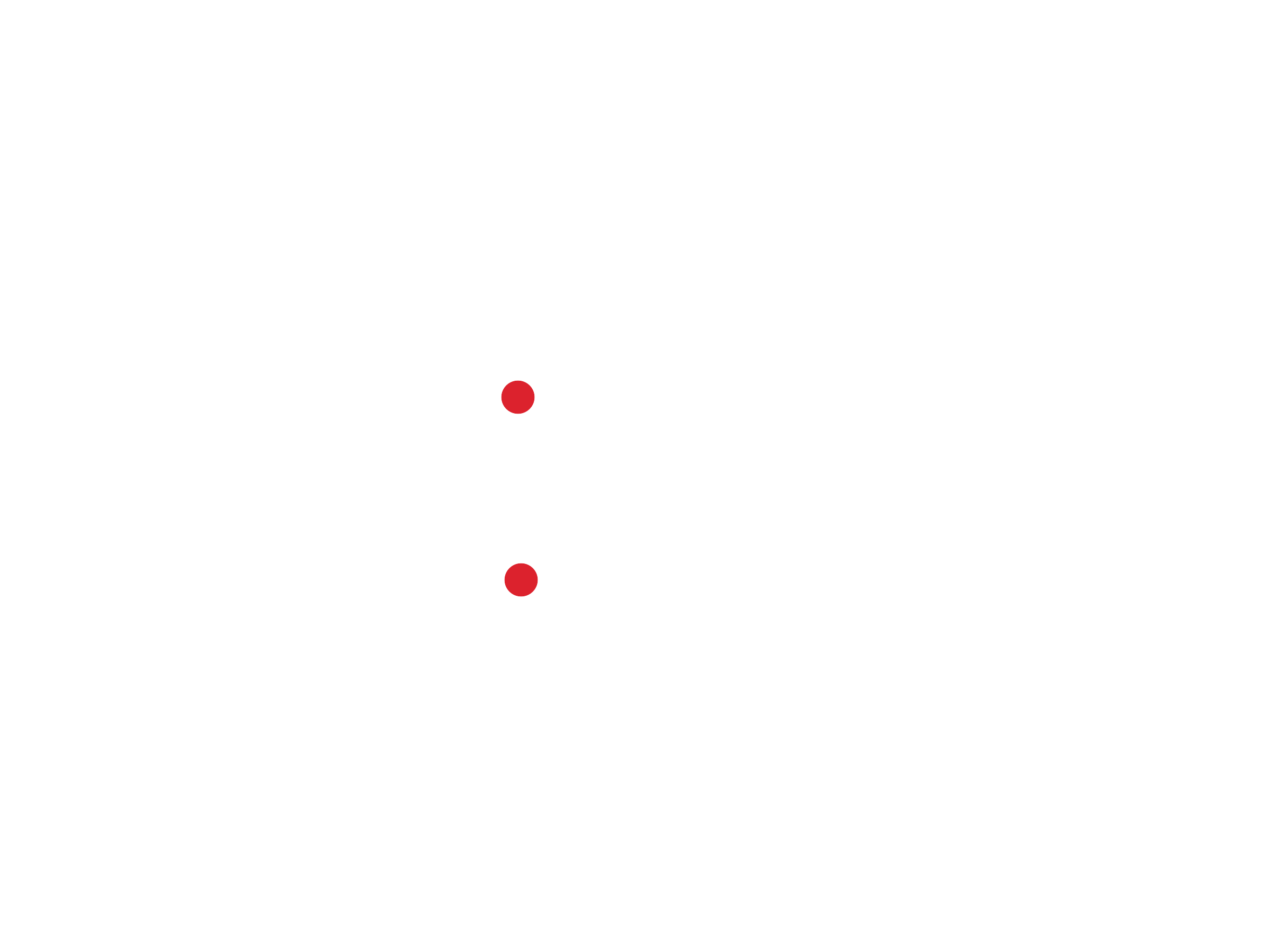 Start frame — only the logo's two red dots on white