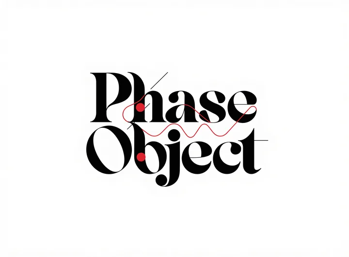 Generated Phase Object logo — black serif wordmark with a red signal line, on white